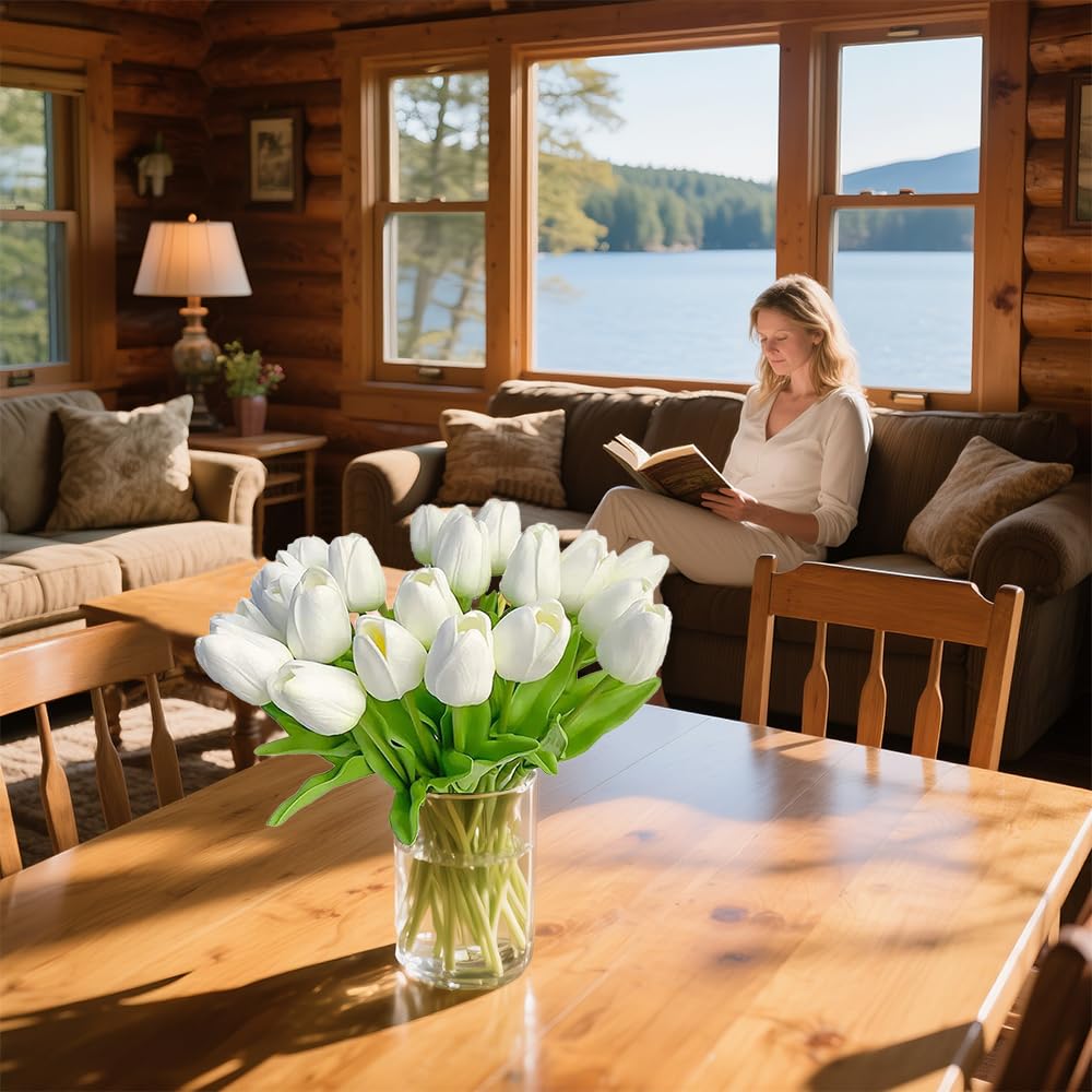 Amazon.com: Nature's Mimic 20pcs White Tulips Artificial Flowers